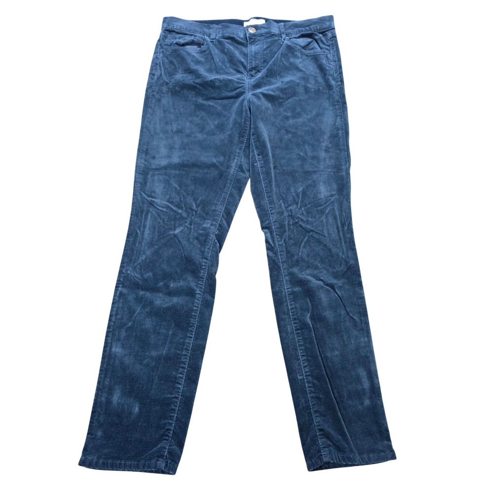 LOFT Corduroy Pants Women's Size 30/10 Blue Velvet Straight Leg Mid Rise Pockets